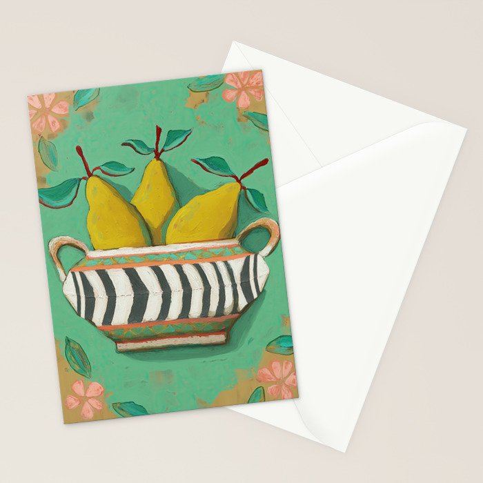 Striped Bowl with Pears Stationery Card Gallery Image 2