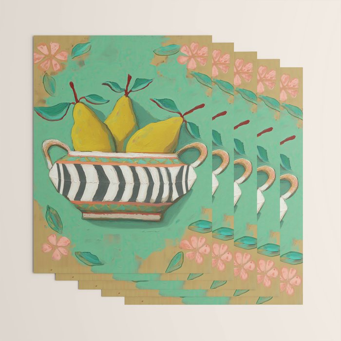 Striped Bowl with Pears Wrapping Paper Gallery Image 3