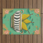 Striped Bowl with Pears Outdoor Rug Gallery Image 1