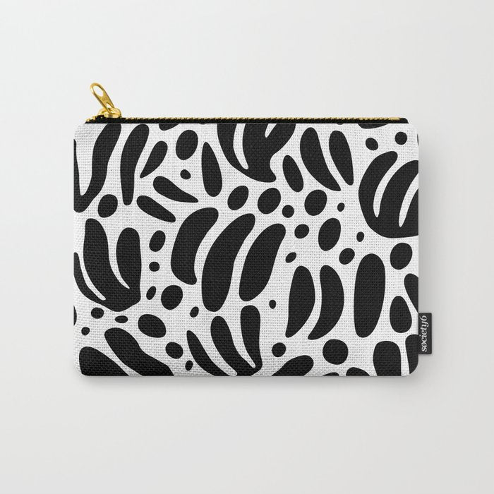 Black and white organic plant leaf art pattern Carry All Pouch Gallery Image 1