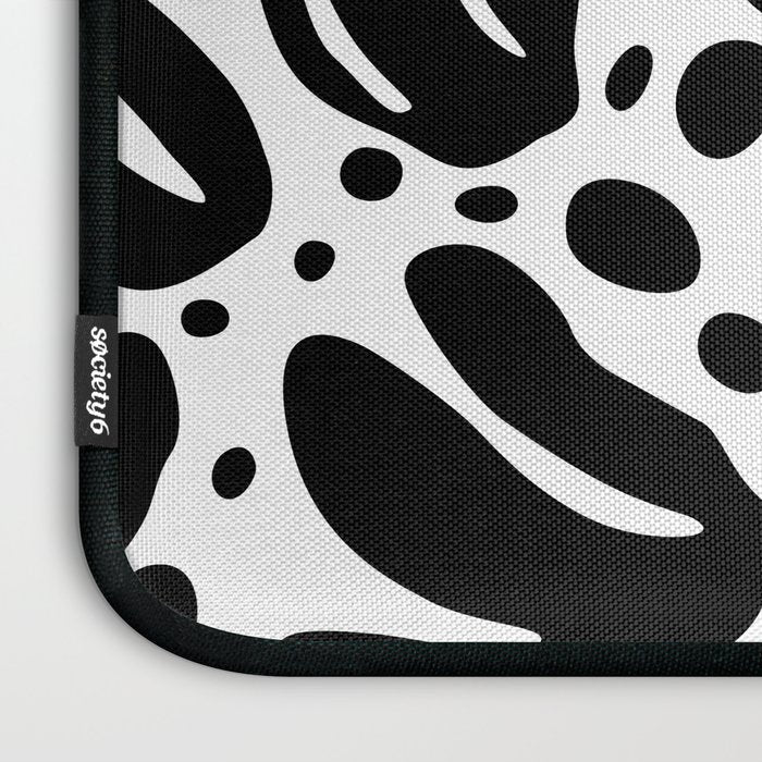 Black and white organic plant leaf art pattern Laptop Sleeve Gallery Image 3