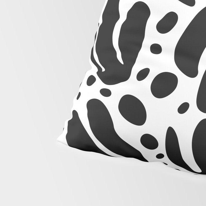 Black and white organic plant leaf art pattern Pillow Sham Gallery Image 4