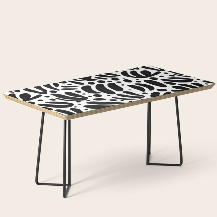 Black and white organic plant leaf art pattern Coffee Table Gallery Image 1
