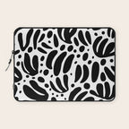 Black and white organic plant leaf art pattern Laptop Sleeve Gallery Image 1