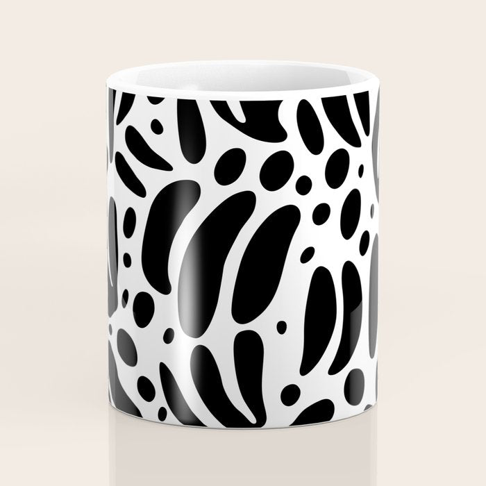 Black and white organic plant leaf art pattern Coffee Mug Gallery Image 4