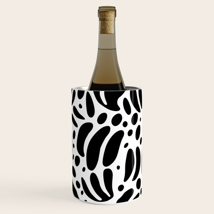 Black and white organic plant leaf art pattern Wine Chiller Gallery Image 1