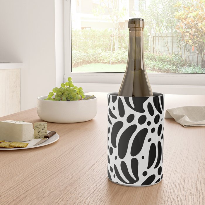 Black and white organic plant leaf art pattern Wine Chiller Gallery Image 4