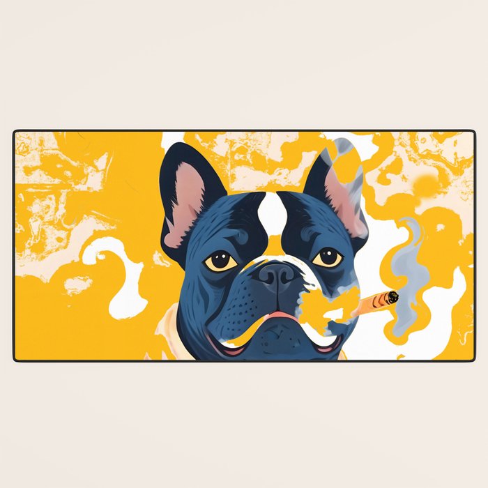 Should I Over Explain Myself or Remain Misunderstood? | Bulldog Pets Funny Quote, Typography Poster Saying Phrase, Cute Quirky Whimsical Dog Animals Naive Illustration Desk Mat Gallery Image 3