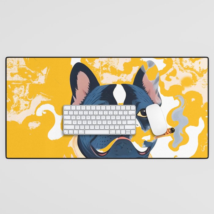 Should I Over Explain Myself or Remain Misunderstood? | Bulldog Pets Funny Quote, Typography Poster Saying Phrase, Cute Quirky Whimsical Dog Animals Naive Illustration Desk Mat Gallery Image 1
