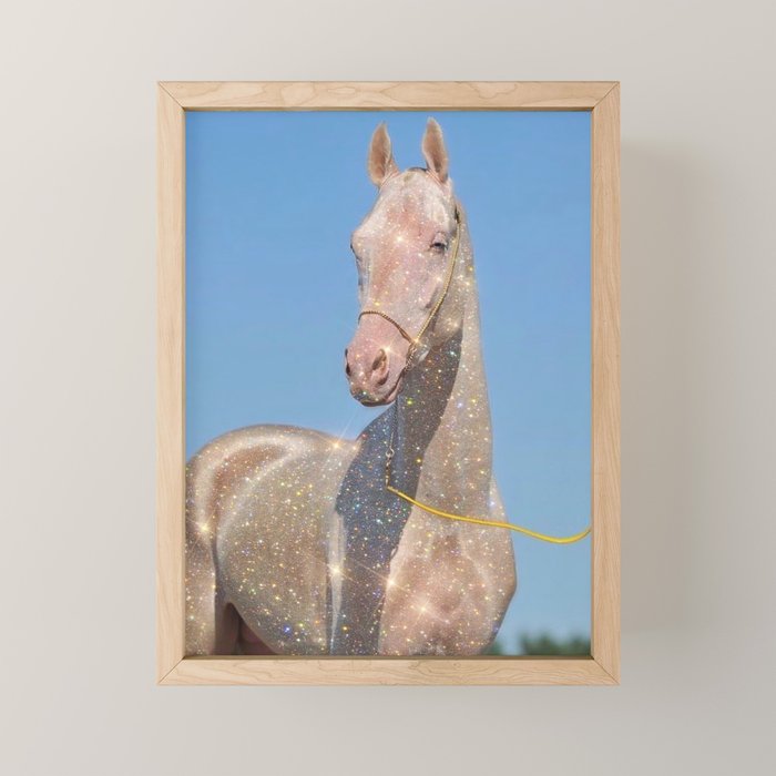 MAGIC HORSE | magical | glitter | sparkle | shiny | pet | animal | nature | blue | bling | collage  Mini Art Print Gallery Image 1