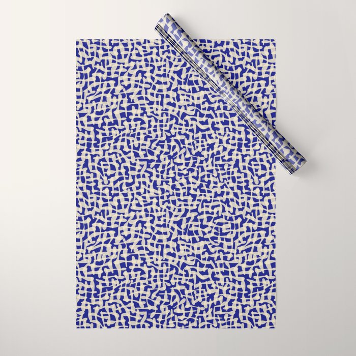 Playful strokes #3 / Beige on Blue Wrapping Paper Gallery Image 1