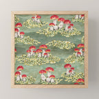 Watercolor moss and mushroom mosaic pattern Mini Art Print Gallery Image 1