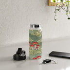 Watercolor moss and mushroom mosaic pattern Water Bottle Gallery Image 4