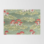 Watercolor moss and mushroom mosaic pattern Rug Gallery Image 2
