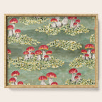 Watercolor moss and mushroom mosaic pattern Serving Tray Gallery Image 1