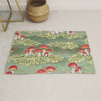 Watercolor moss and mushroom mosaic pattern Rug Gallery Image 1