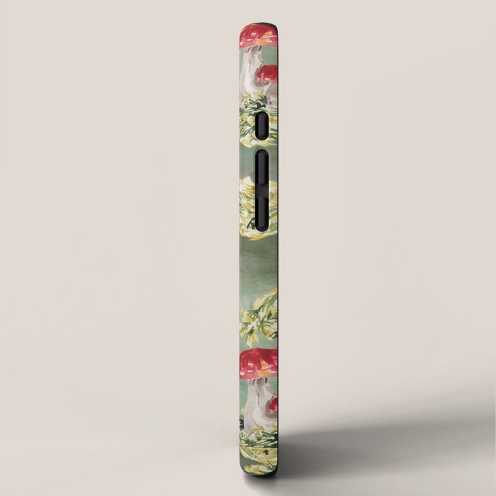 Watercolor moss and mushroom mosaic pattern iPhone Case Gallery Image 2
