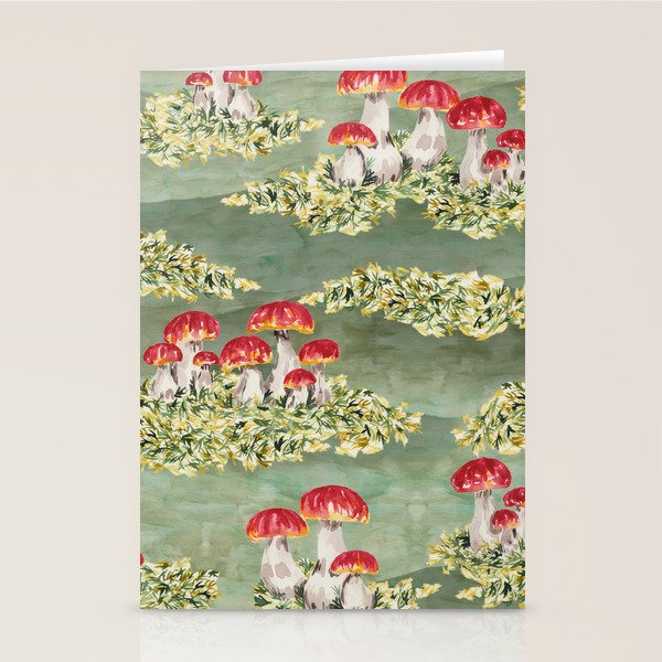 Watercolor moss and mushroom mosaic pattern Stationery Card Gallery Image 2