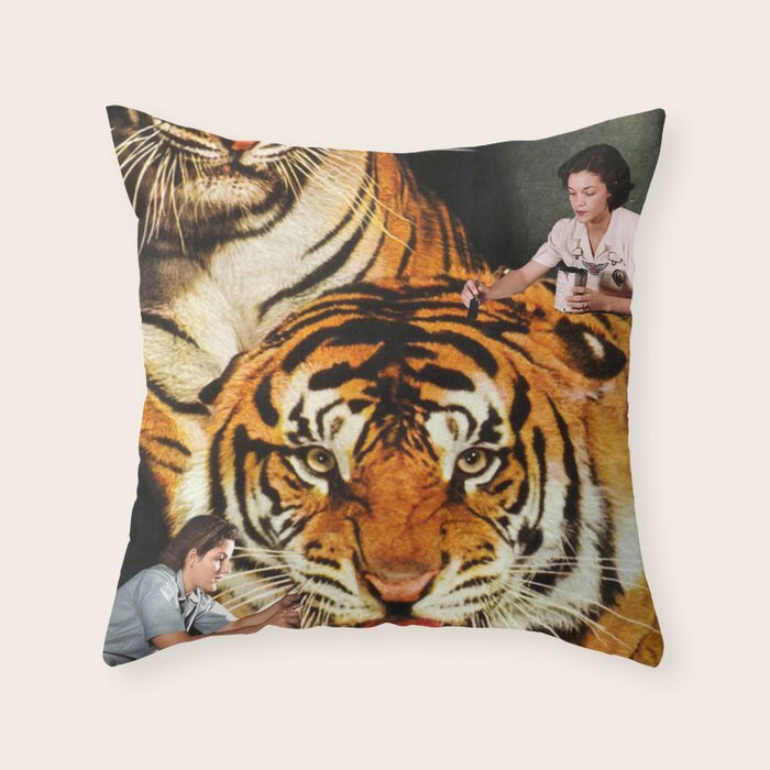 The Making of a Tiger Throw Pillow Gallery Image 1
