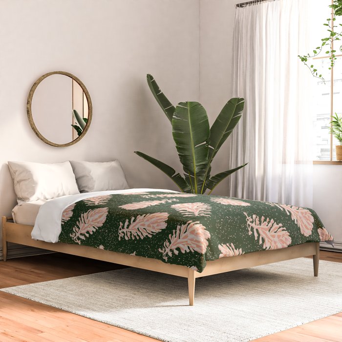 Dancing Pinecones in Forest Green & Pink Comforter Gallery Image 2