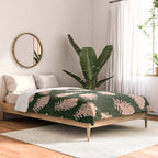 Dancing Pinecones in Forest Green & Pink Comforter Gallery Image 2