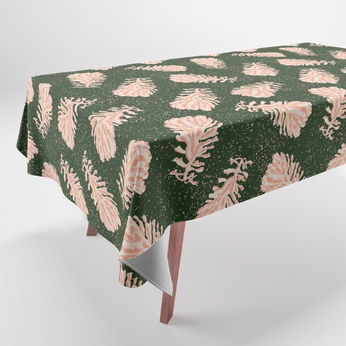 Dancing Pinecones in Forest Green & Pink Tablecloth Gallery Image 1