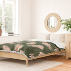 Dancing Pinecones in Forest Green & Pink Duvet Cover Gallery Image 2