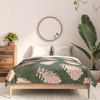 Dancing Pinecones in Forest Green & Pink Comforter Gallery Image 3
