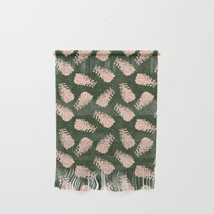 Dancing Pinecones in Forest Green & Pink Wall Hanging Gallery Image 1