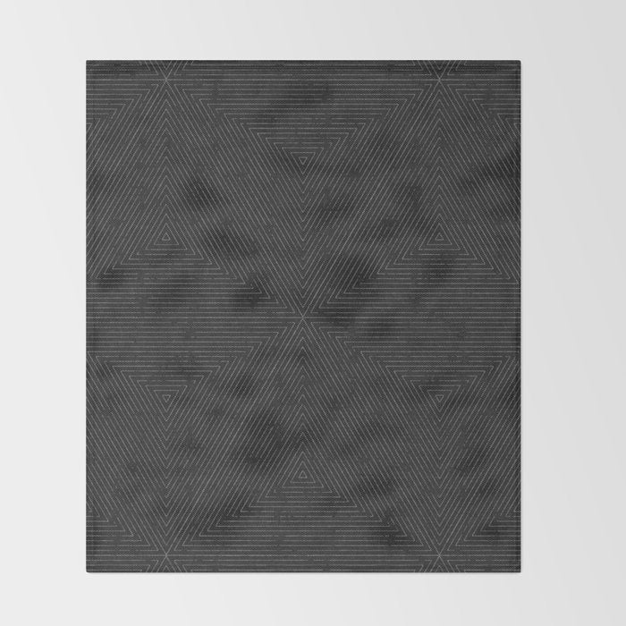 boho triangle stripes - charcoal Throw Blanket Gallery Image 2
