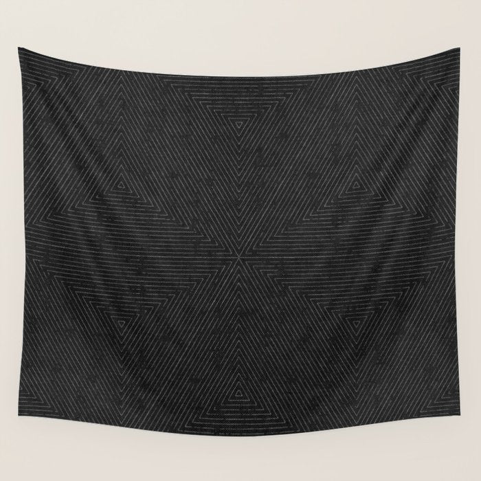 boho triangle stripes - charcoal Wall Tapestry Gallery Image 1