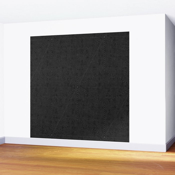 boho triangle stripes - charcoal Wall Mural Gallery Image 2