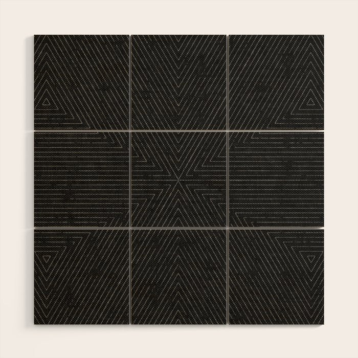 boho triangle stripes - charcoal Wood Wall Art Gallery Image 1