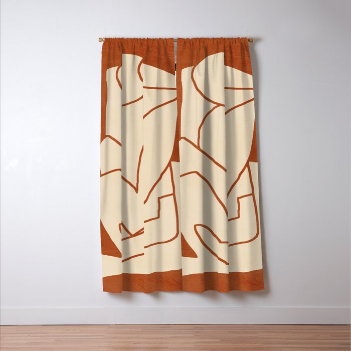 Abstract line art 2 Terracotta 2 Window Curtain Gallery Image 3