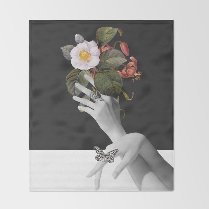 Hands With Flowers Throw Blanket Gallery Image 2