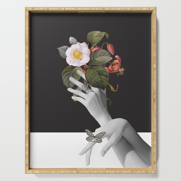 Hands With Flowers Serving Tray Gallery Image 1