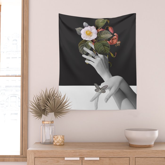 Hands With Flowers Wall Tapestry Gallery Image 2