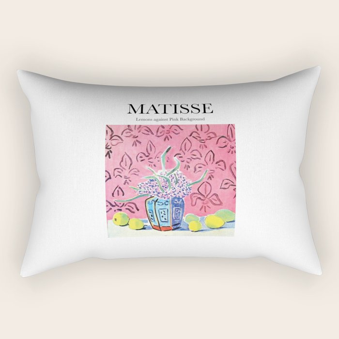 Lemons against Pink Background by Henri Matisse - Artwork Design Rectangular Pillow Gallery Image 2
