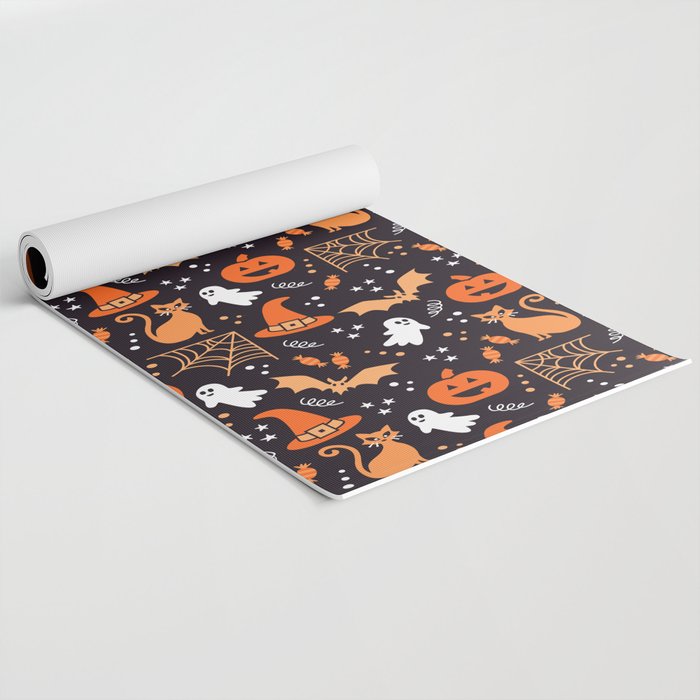 Halloween party illustrations orange, black Yoga Mat Gallery Image 2