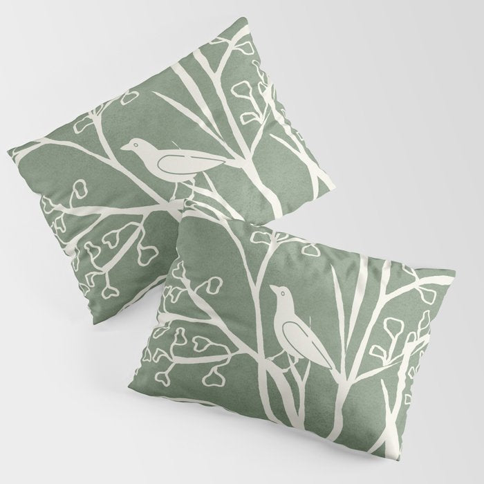 Birds on Branches 02 Pillow Sham Gallery Image 1