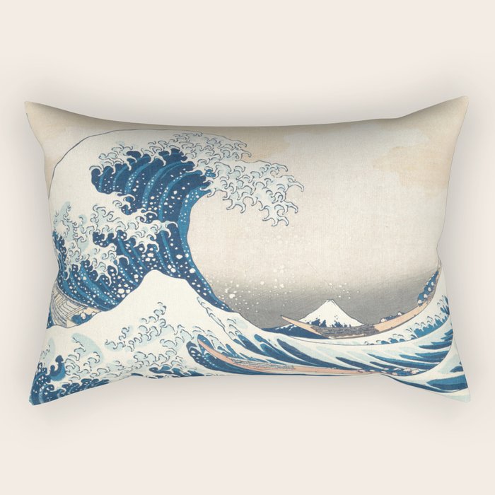 The Great Wave Off Kanagawa by Katsushika Hokusai Thirty Six Views of Mount Fuji - The Great Wave Rectangular Pillow Gallery Image 2