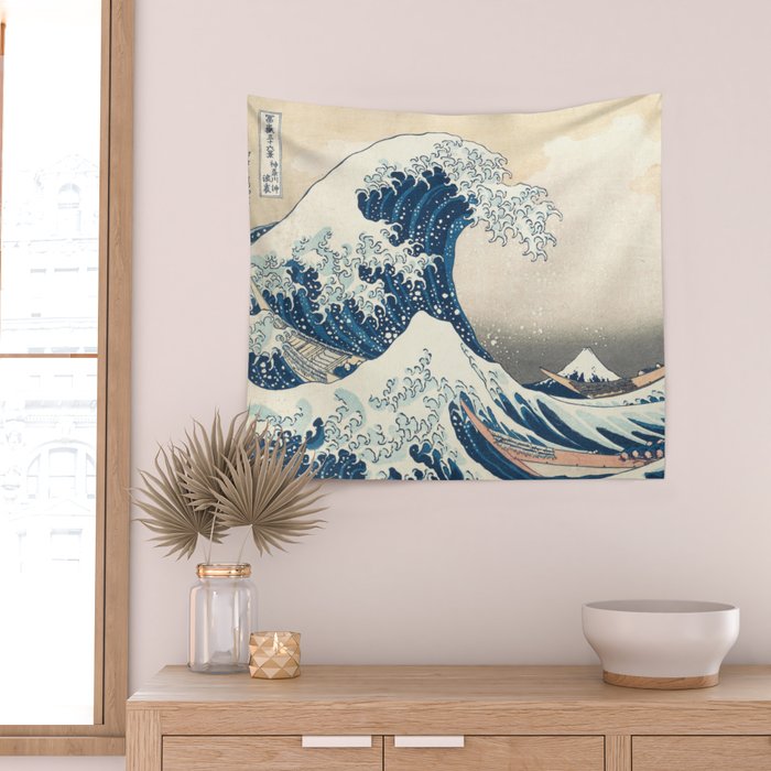 The Great Wave Off Kanagawa by Katsushika Hokusai Thirty Six Views of Mount Fuji - The Great Wave Wall Tapestry Gallery Image 2