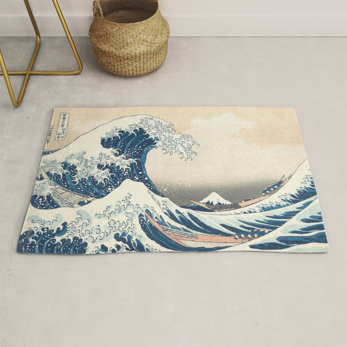 The Great Wave Off Kanagawa by Katsushika Hokusai Thirty Six Views of Mount Fuji - The Great Wave Rug Gallery Image 1