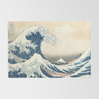 The Great Wave Off Kanagawa by Katsushika Hokusai Thirty Six Views of Mount Fuji - The Great Wave Rug Gallery Image 2