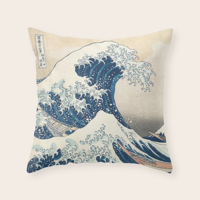 The Great Wave Off Kanagawa by Katsushika Hokusai Thirty Six Views of Mount Fuji - The Great Wave Throw Pillow Gallery Image 6