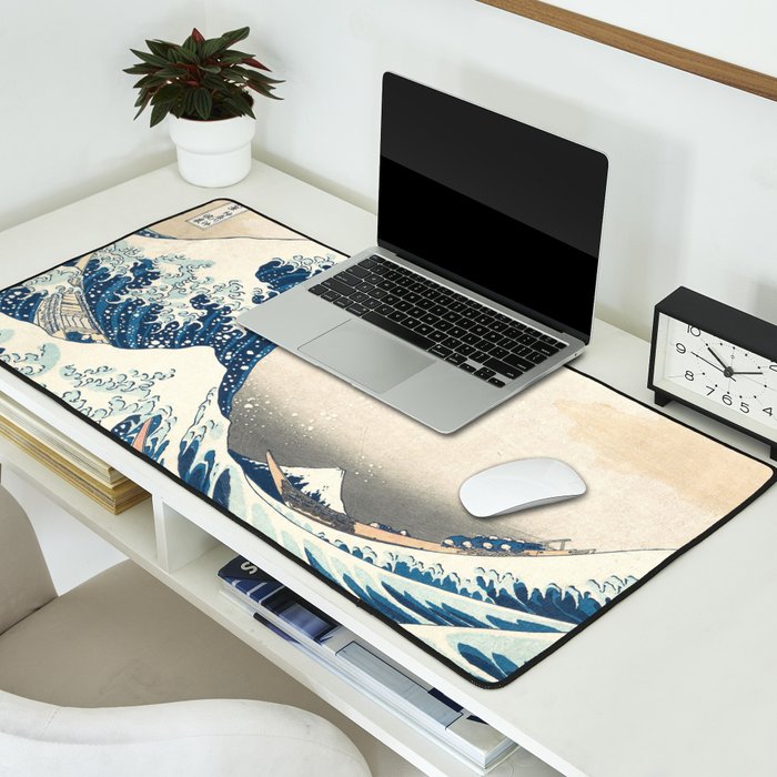 The Great Wave Off Kanagawa by Katsushika Hokusai Thirty Six Views of Mount Fuji - The Great Wave Desk Mat Gallery Image 2
