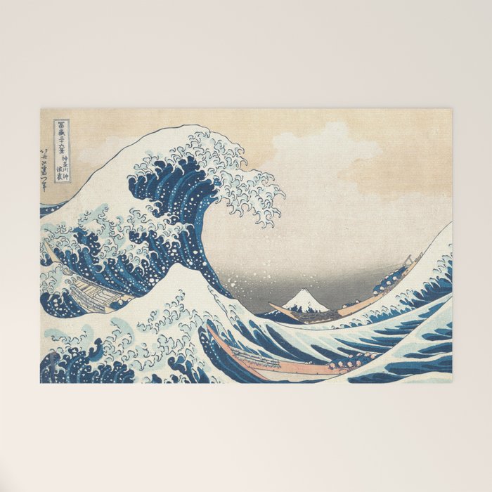 The Great Wave Off Kanagawa by Katsushika Hokusai Thirty Six Views of Mount Fuji - The Great Wave Welcome Mat Gallery Image 1