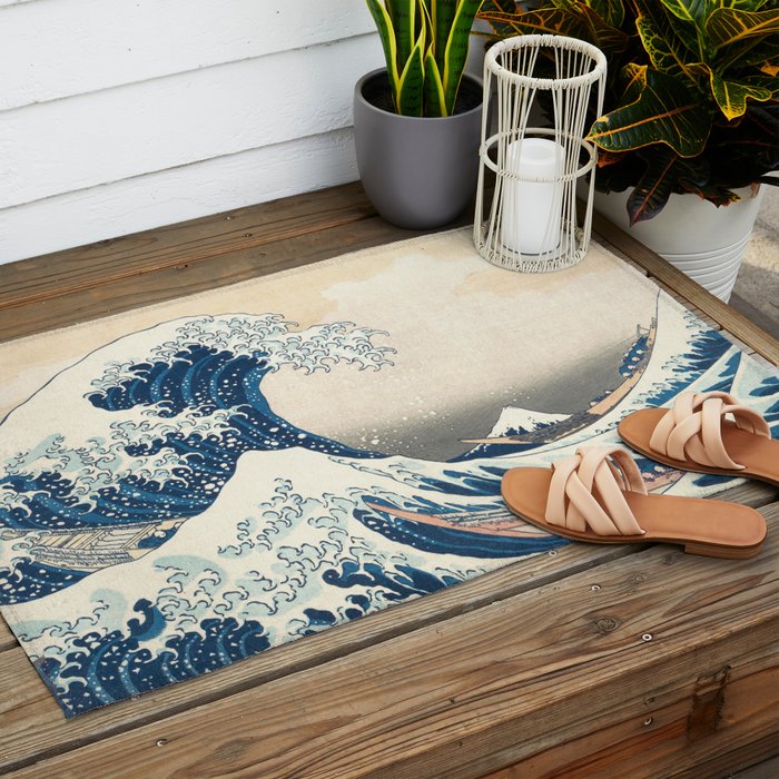 The Great Wave Off Kanagawa by Katsushika Hokusai Thirty Six Views of Mount Fuji - The Great Wave Outdoor Rug Gallery Image 2