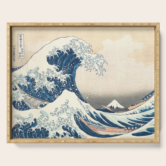 The Great Wave Off Kanagawa by Katsushika Hokusai Thirty Six Views of Mount Fuji - The Great Wave Serving Tray Gallery Image 1