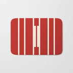 Mid Century Modern Minimalist Geo Chain Geometric Block Stripe Pattern in Red and Cream Bath Mat Gallery Image 1